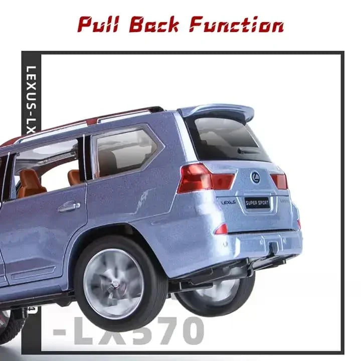 Lexus 1:24 Alloy Metal Pull Back Die-Cast Car – Off-Road in Luxury SUV Model Openable Doors with Realistic Sound & Light