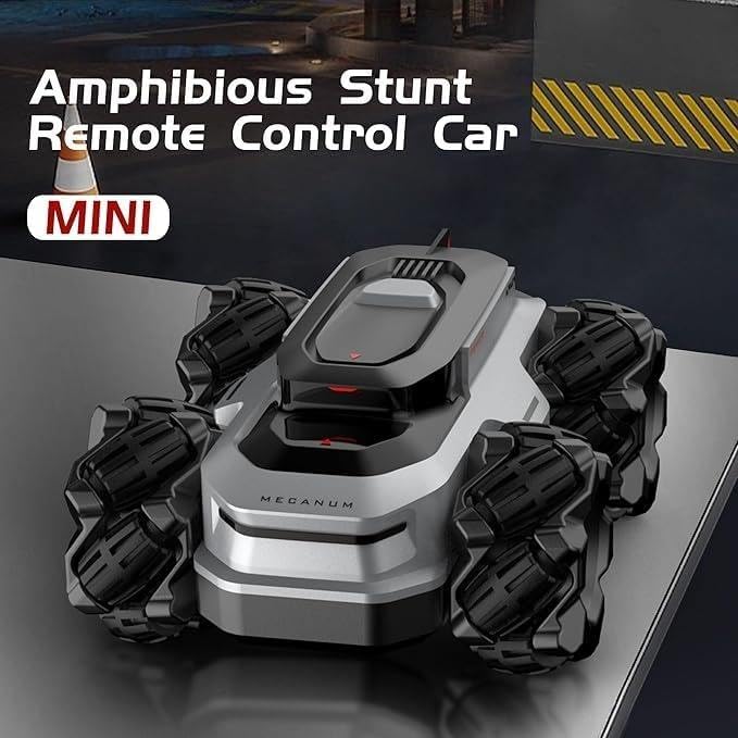 4WD Amphibious Remote Control Stunt Car – 2.4GHz Mini RC Car with 360° Spin, All-Terrain & Water Driving, Dual Tire System for Kids