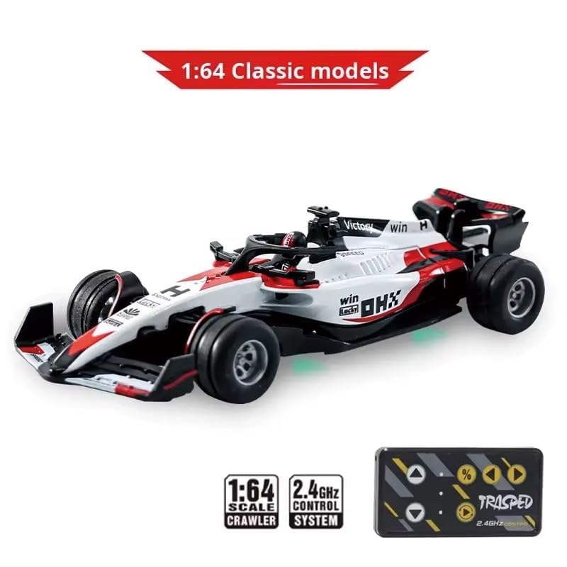 Trasped 1:64 Die-Cast Metal F1 Mini RC Racing Car with LED Lights – 2.4GHz Remote & App Control, USB Rechargeable Alloy Racing Car for Kids & Collectors (2 Variants)
