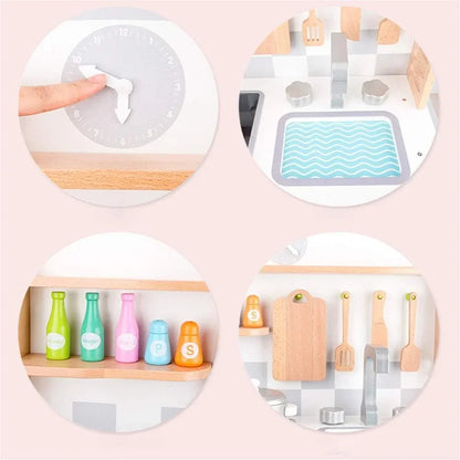 Kids Educational Wooden Kitchen & Food Play Set – Pretend Cooking Role Play Toy