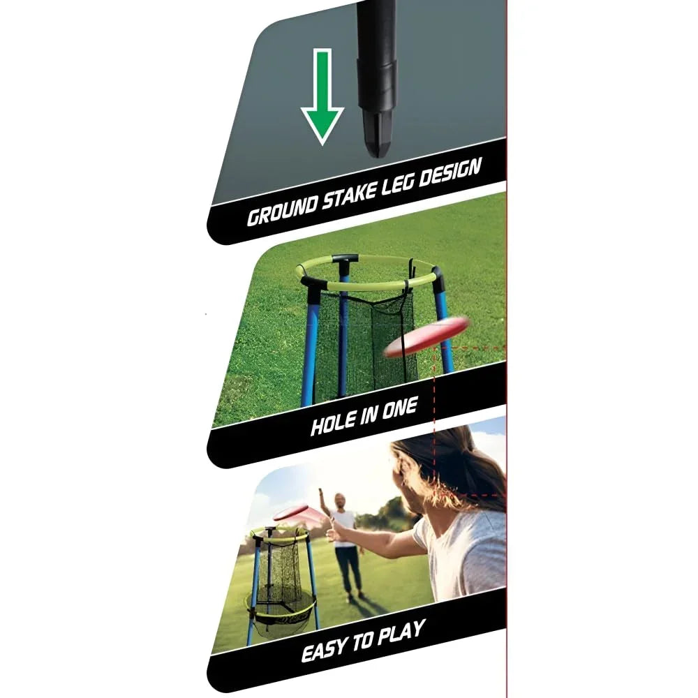 Innov8 Indoor and Outdoor Sports Equipment, Frisbee Golf Set, Goal Basket with 3 Coloured Discs, Outdoor Game for Ages 5+ - Jaiman Toys