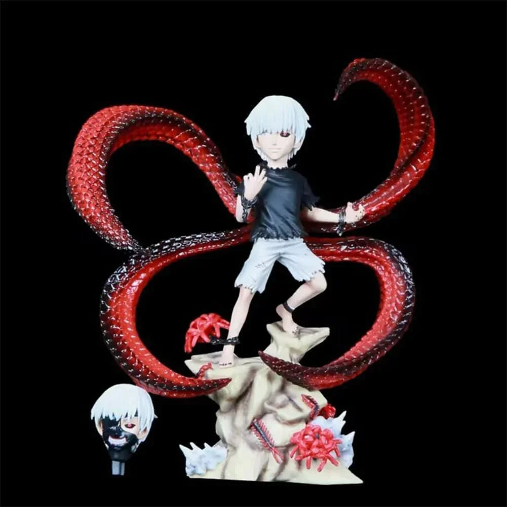 Ken Kaneki Tokyo Ghoul Anime Ultimate Action Figure – 18cm PVC Statue with Red Kagune & Interchangeable Head HW - Jaiman Toys