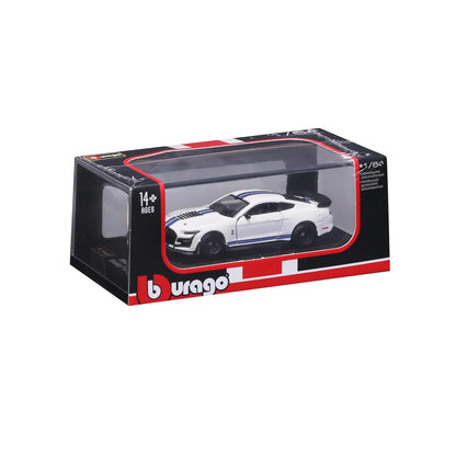 Bburago 1:64 Ford Mustang Shelby GT500 White Diecast Model Car with Display Case