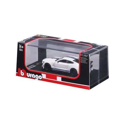 Bburago 1:64 Ford Mustang Shelby GT500 White Diecast Model Car with Display Case