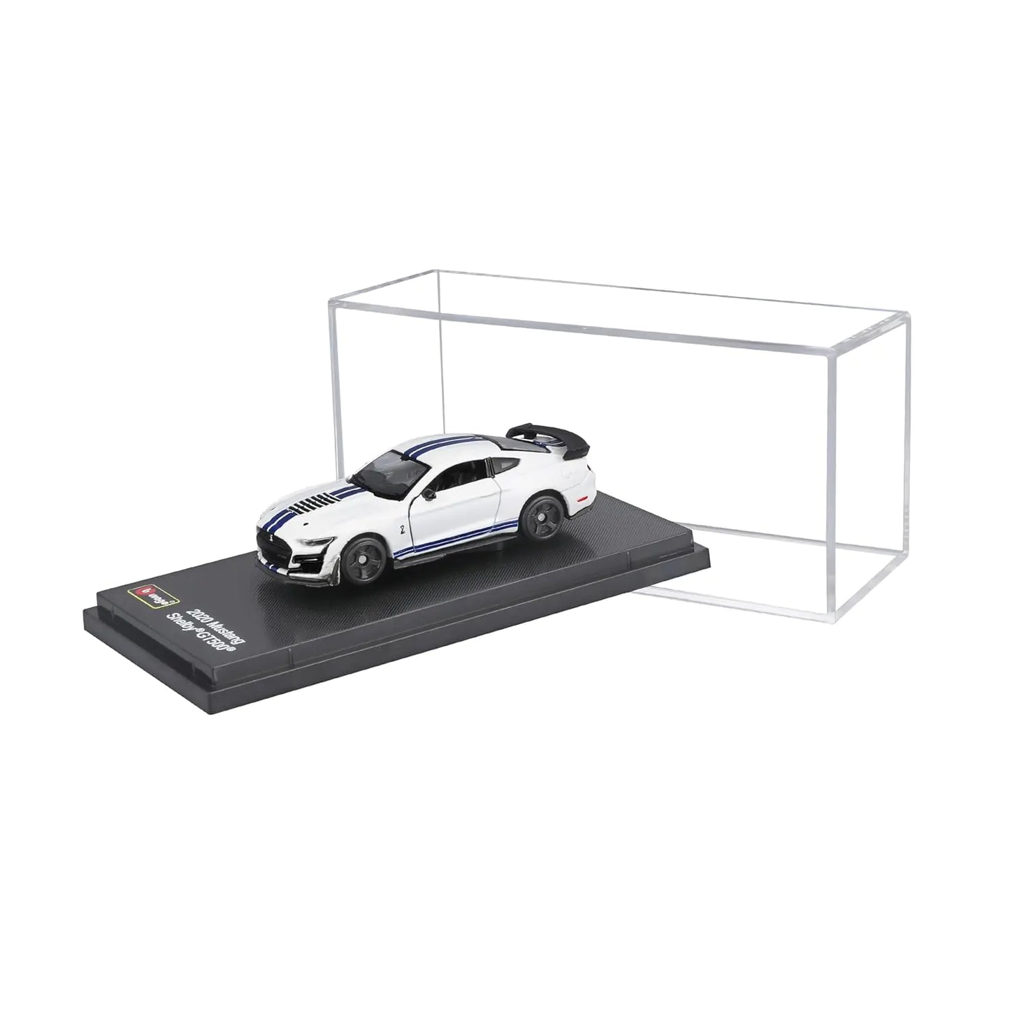 Bburago 1:64 Ford Mustang Shelby GT500 White Diecast Model Car with Display Case