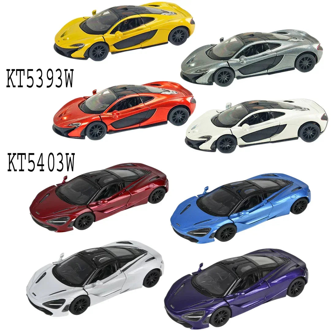 KiNSMART McLaren P1 & McLaren 720S Die-Cast Car Set of 8 | 1:36 Scale Pull-Back Toy Cars for Kids & Collectors (KT5393 + KT5403)