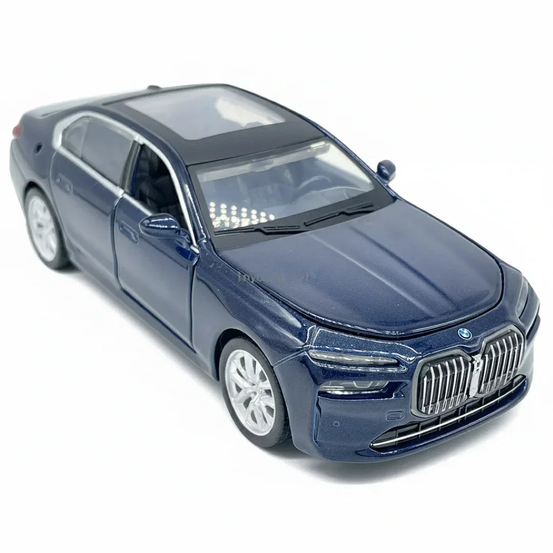 MSZ 1:47 BMW i7 Die-Cast Model Car – Blue | Pull Back, Openable Doors (67733)