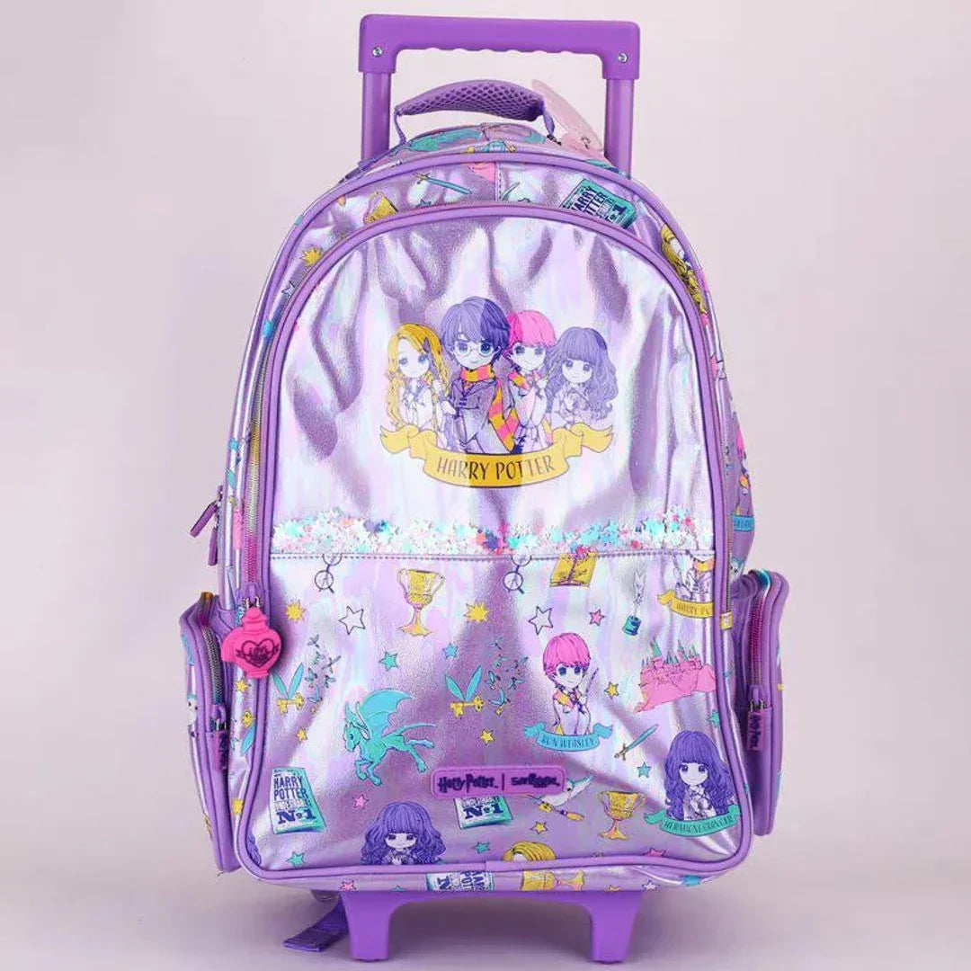 Smiggle 18 Inch Harry Potter Trolley Backpack with Motion-Activated Light-Up Wheels | Extendable Handle & Padded Straps
