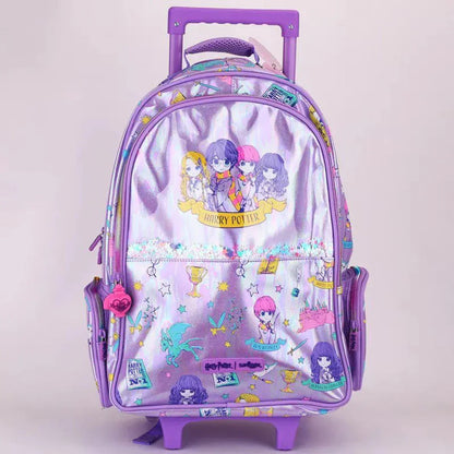 Smiggle 18 Inch Harry Potter Trolley Backpack with Motion-Activated Light-Up Wheels | Extendable Handle & Padded Straps