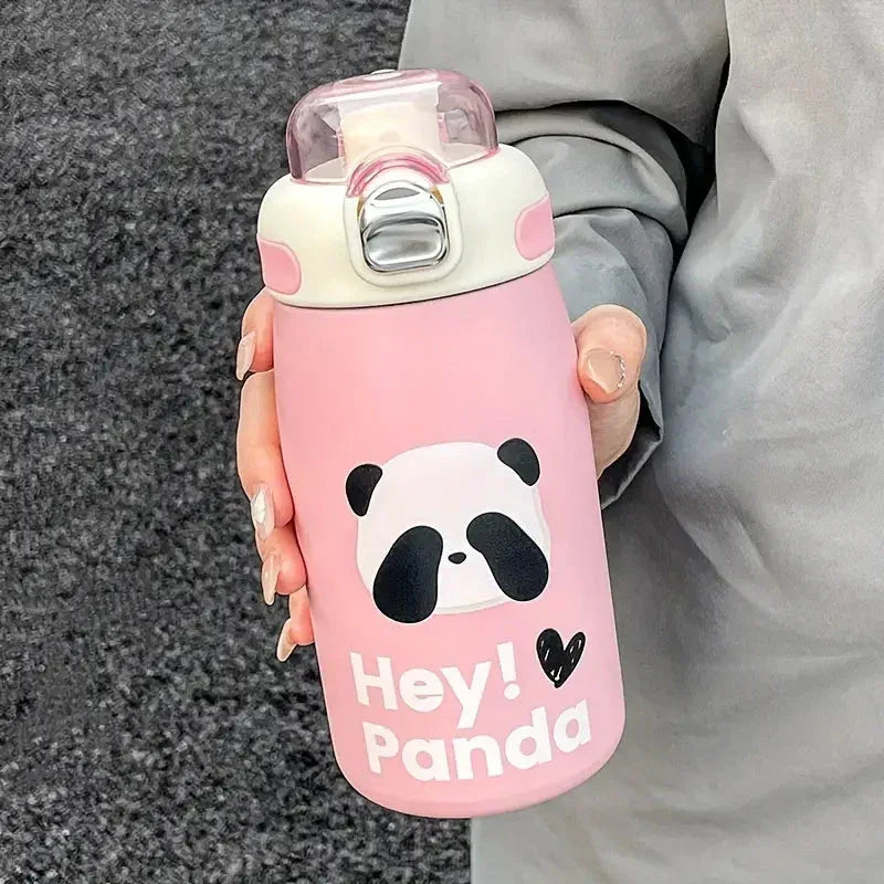 Hey Panda Water Bottle With Straw 650 ML (Pink) - Jaiman Toys