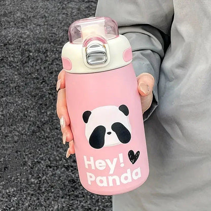 Hey Panda Water Bottle With Straw 650 ML (Pink) - Jaiman Toys
