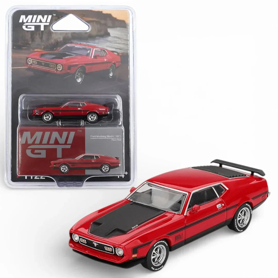Mini GT 1:64 Scale Ford Mustang Mach 1 1971 Race Red Die-Cast Model Car | Classic Muscle Car | Collector Edition