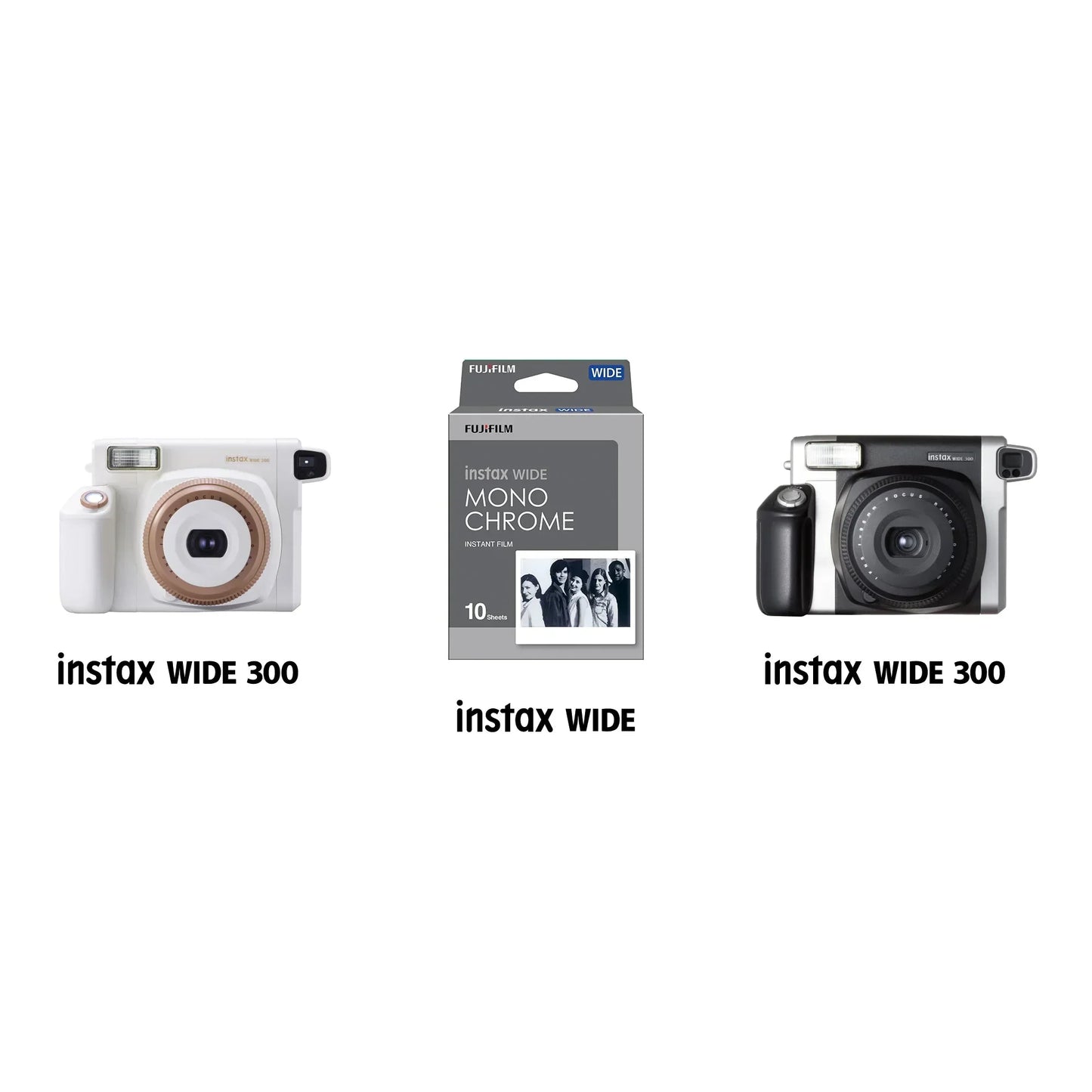Instax Wide Film Monochrome - 1 Pack ( 10 Sheets) For Wide Series Camera