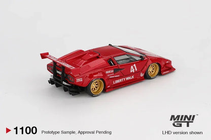 Mini GT 1:64 Lamborghini Countach LB-WORKS Red Diecast Model Car – Liberty Walk Widebody Collectible