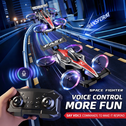2-in-1 RC Flying Car Drone Toy – 2.4GHz Mini Flying Stunt Car with LED Lights, Indoor Quadcopter for Kids