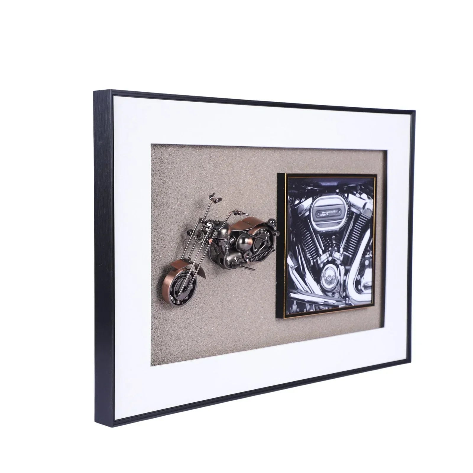 3D Die-Cast Harley Davidson Motorcycle in Decorative Glass Frame – Rev Up Your Wall Décor with Iconic Metal Art - Jaiman Toys