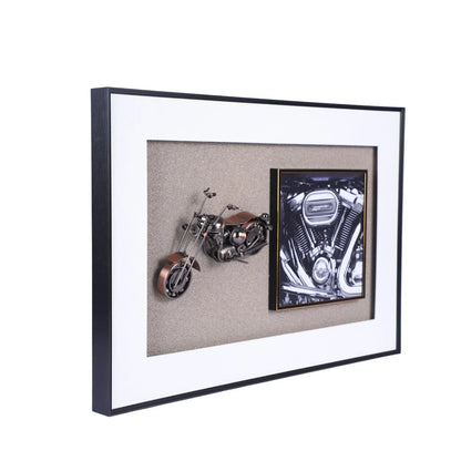 3D Die-Cast Harley Davidson Motorcycle in Decorative Glass Frame – Rev Up Your Wall Décor with Iconic Metal Art - Jaiman Toys