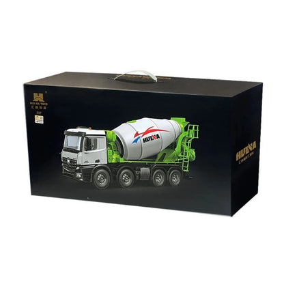 Huina 1537 1:14 Professional RC Alloy Concrete Mixer Truck | 12-Function 2.4GHz Remote Control Construction Vehicle with Rotating Drum, LED Lights & Rechargeable Battery