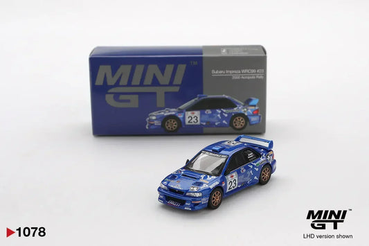 Mini GT 1:64 Subaru Impreza WRC99 #23 2000 Acropolis Rally Diecast Scale Model Car