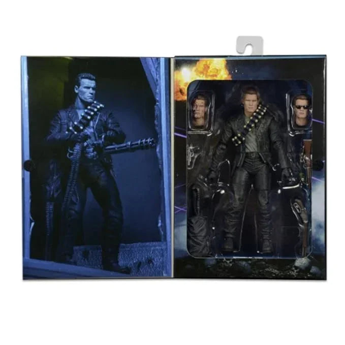 Terminator 2 T-800 Judgment Day 7-Inch Action Figure – Collectible with Interchangeable Faces, 3 Guns, Bullet Bag & Grenade Belt