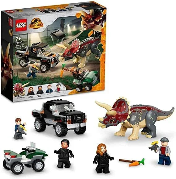 Lego 76950! Jurassik World Triceratop's Pick-Up Truck Ambush (210 Pieces) - Jaiman Toys