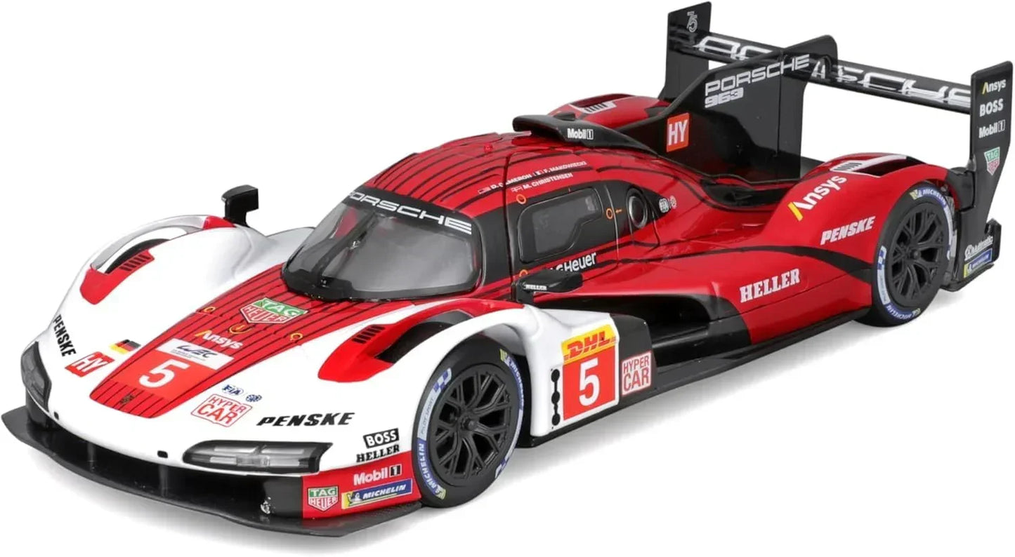 Bburago Metal Die-Cast - 1/24 Scale Model Compatible With Porsche Lmh 963 9Rd 4.6L Turbo V8 2023 Sports - Racing Car Model Red - Jaiman Toys