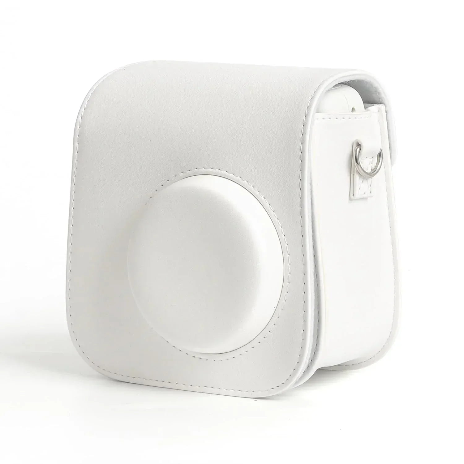 PU Leather Camera Case for Instax Mini SE – Protective Pouch with Adjustable Shoulder Strap - White - Jaiman Toys