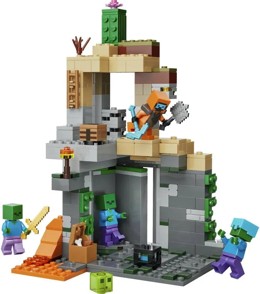 LEGO Minecraft 21587  Zombie Dungeon - Interactive Toy with a Wanderer Minifigure, 3 Zombie Figures, a Slime & Crafting Table - Gaming Gift for 8+ Year Old Boys & Girls
