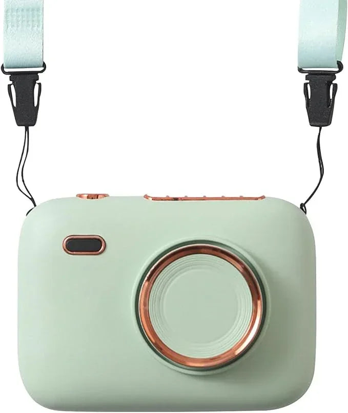 Mini Haletr Fan - Portable Hands-Free Personal Fan USB Rechargeable Camera Shape Fan (Light Green) - Jaiman Toys