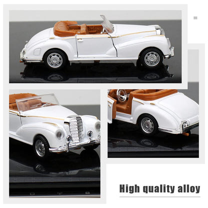 1:32 Scale Classic Convertible Die-Cast Car – Vintage Open Roof Model with Opening Doors (White, 3+ Years)