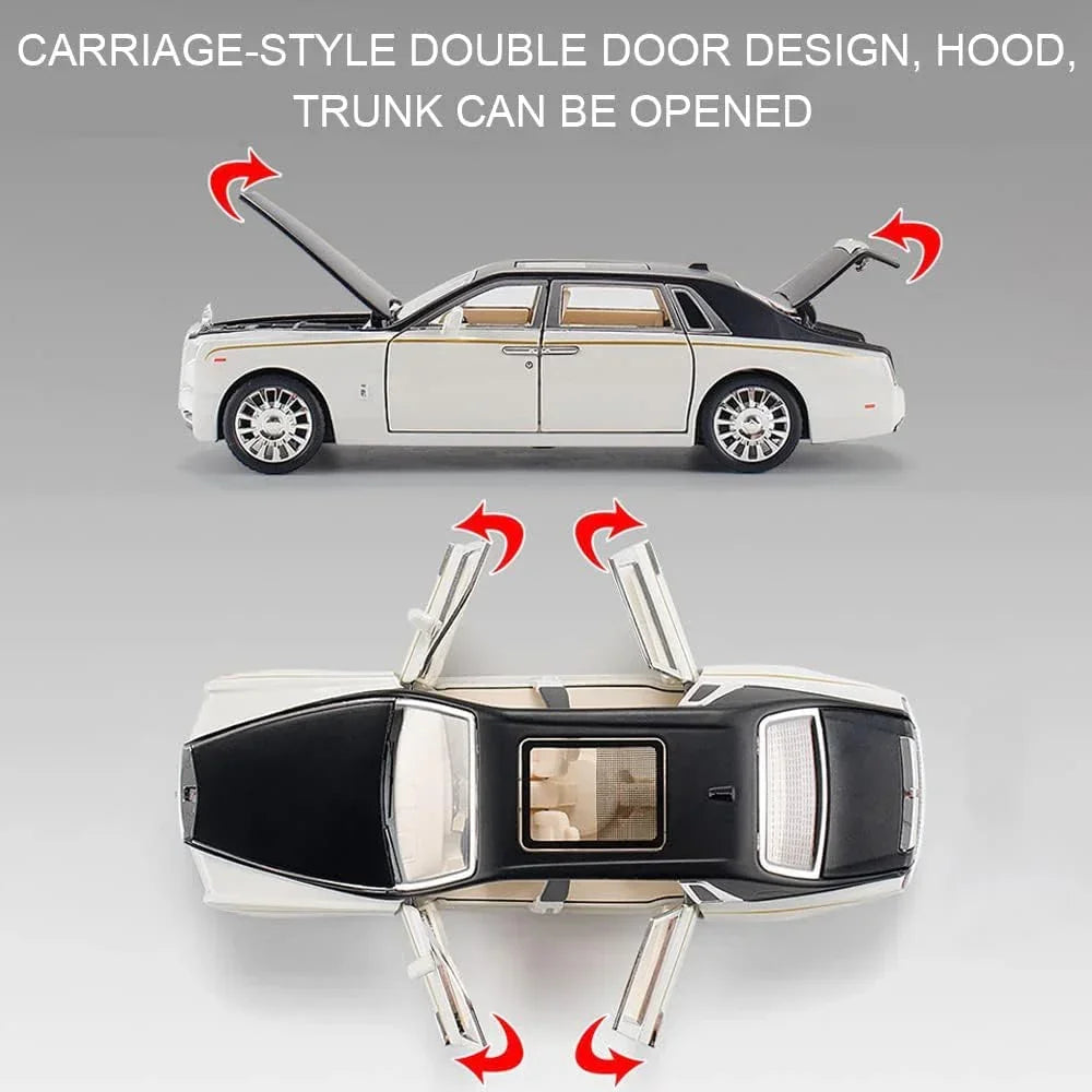 Che-ZHI  1:24 Scale Rolls-Royce Phantom Die-Cast White/Black Model with Lights and Sounds