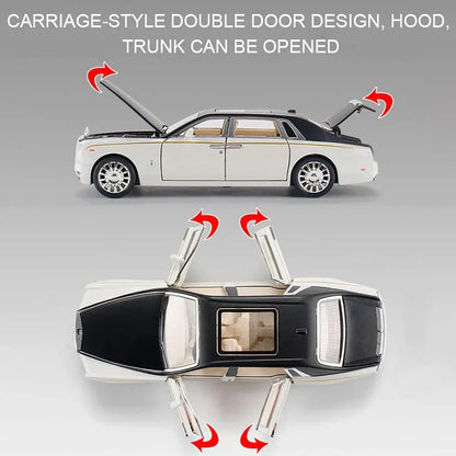 Che-ZHI  1:24 Scale Rolls-Royce Phantom Die-Cast White/Black Model with Lights and Sounds