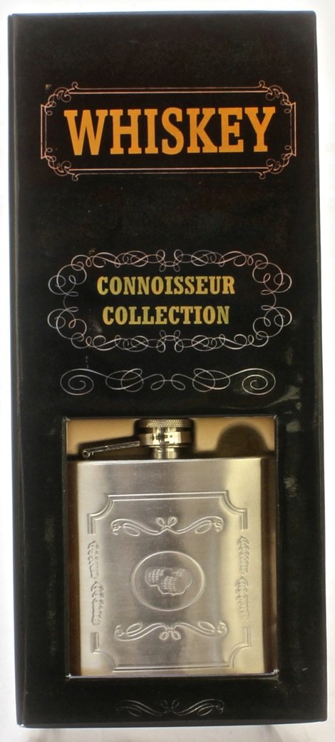 Whisky Connoisseur Collection Gift Book with Stainless Steel Hip Flask | Premium Novelty Liquor Gift Set | Elegant Bar Accessory for Whisky Lovers