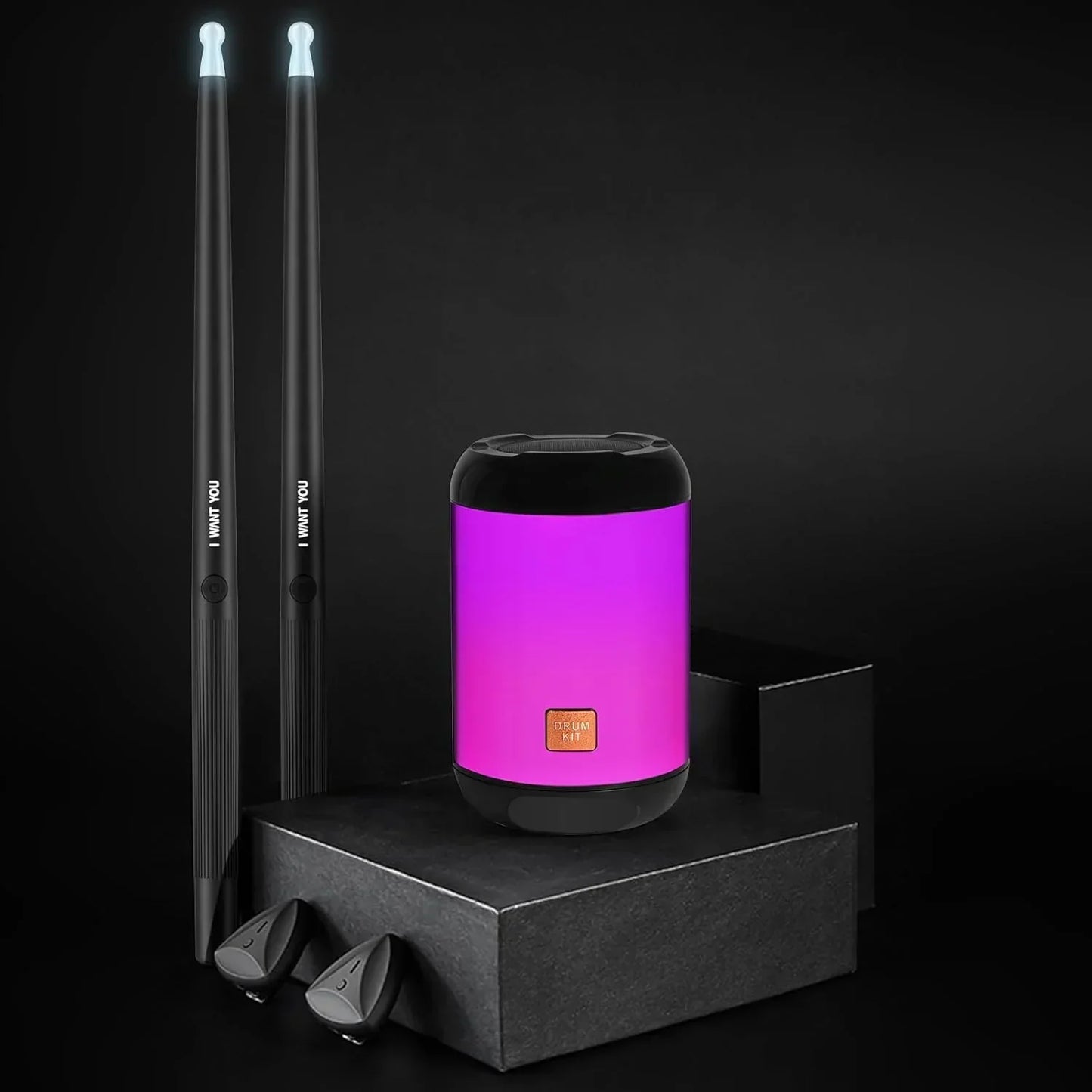 Virtual Air Drum Set with Bluetooth Speaker & Pedals | Electric Air Drum Sticks Kit for Kids & Beginners | Portable Electronic Drum Set (Coloured)