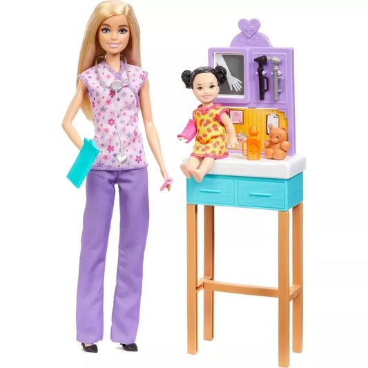 Barbie Pediatrician Doll and Doctor Playset with Accessories, Purple Scrubs for 3 Years & Above (Purple) - Jaiman Toys