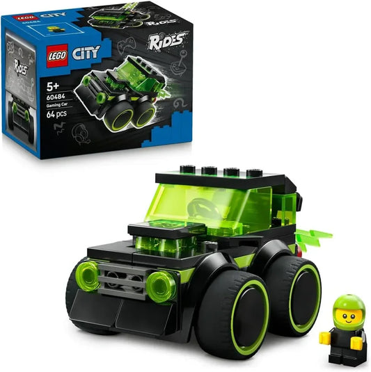 LEGO City 60484 Rides – Gaming Race Car Toy - Mini Building Set w/a Driver Junior Minifigure - Party Bag Fillers - Small Collectible Gift for 5+ Year Old Boys