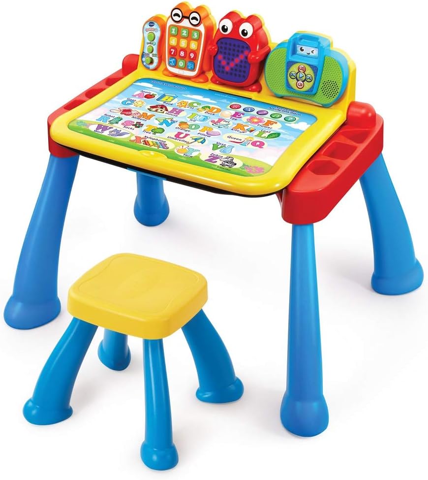 VTech Touch & Learn Activity Desk Deluxe Interactive Educational Learning Table with Stool | Preschool Learning Center for Toddlers