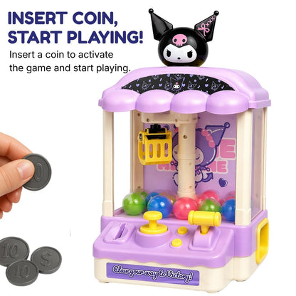 Kuromi Claw Machine - Mini Arcade Grabber Toy with Music & Lights, Coin-Operated Grab Game with Joystick Control, Interactive Toy Gift for Kids, Ages 3+ Years