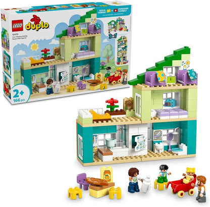 LEGO DUPLO 10470 - 3 in 1 Modern Family House with Figures - Educational Motor Skills Toy for Toddlers - Interactive Montessori Set w/Doll's House Accessories - Gift for 2+ Year Old Girls & Boys