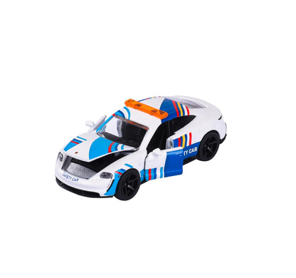 Majorette Porsche Taycan Turbo S Safety Car Diecast Model – 1:64 Scale Electric Sports Car with Moving Parts