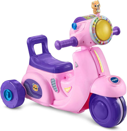 VTech 2-in-1 Map and Go Scooter for Toddlers | Interactive Ride-On & Push Scooter with Lights, Music, Learning Activities & Pretend Navigation | Pink