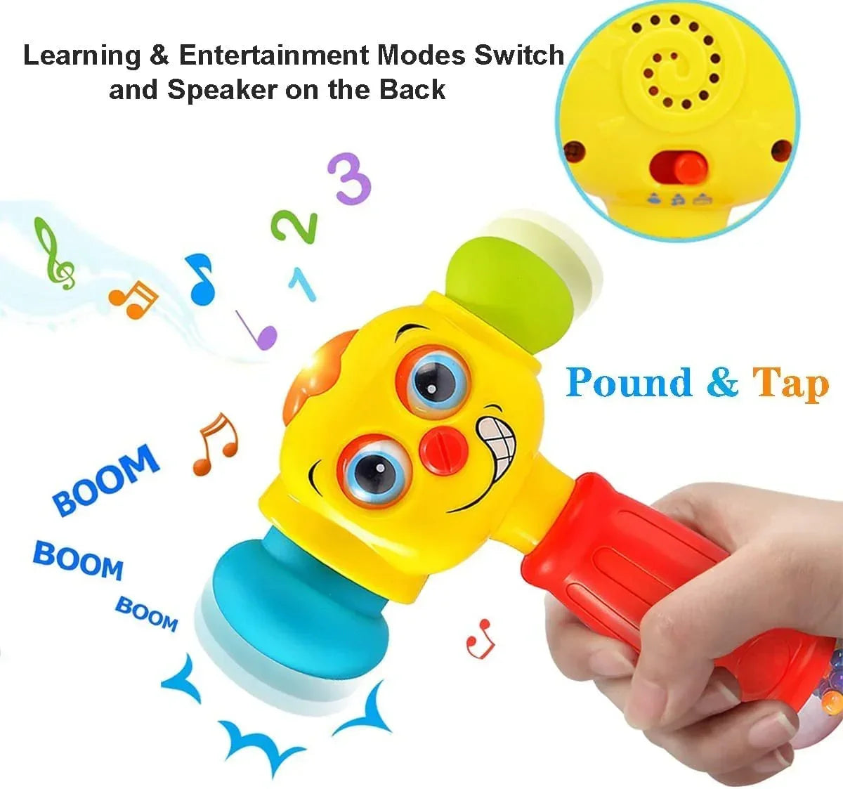Hola 3115- Hammer: Interactive Baby Toy with Rattles, Changeable Eyes, Music, and Light - Jaiman Toys