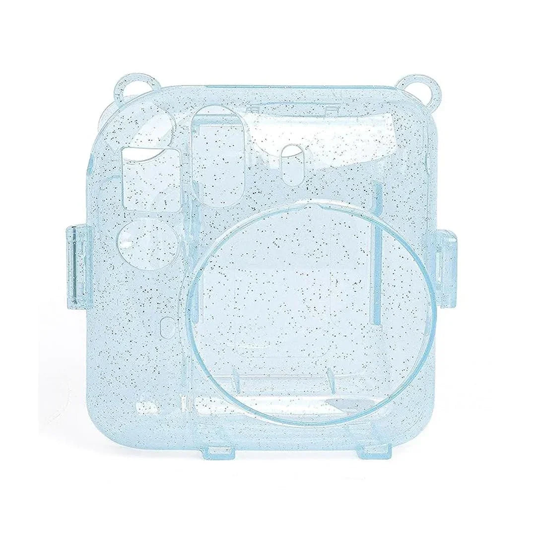 Fujifilm Instax Clear Storage Case for Instax Mini 12 Camera Case Transparent with Shoulder Strap and Camera Sticker with Photo Pocket for Store 10 Photos- Pastel Blue - Jaiman Toys