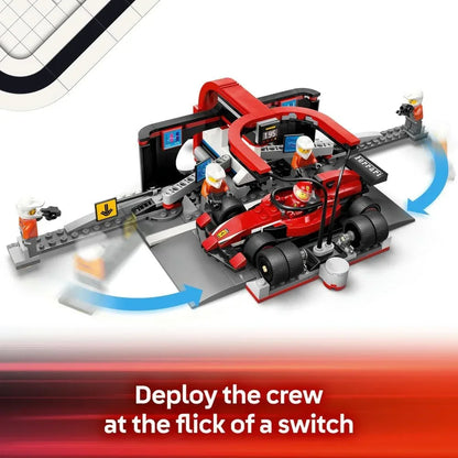 LEGO City 60443 F1 Pit Stop & Pit Crew with Ferrari Car Toy - Formula 1 Set incl. a Driver Minifigure, 4 Mechanics, Spare Tyres & Wheel Guns - Building Toys for 6+ Year Old Boys & Girls