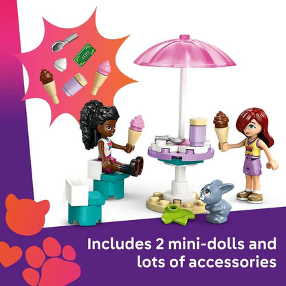 LEGO Friends 42644 Heartlake City Ice Cream Van Toy, Pretend-Play Food Set, Building Kit for Preschool Kids, Creative Role Play for Girls and Boys and Aged 4 and Over, 2 Minidolls and a Bunny Figure
