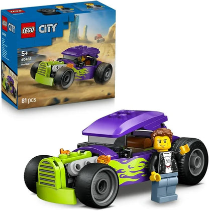 LEGO City 60485 Hot Rod - Race Car Toy w/a Driver Minifigure & Folding Roof - Fine Motor Skills Building Set - Small Birthday Gift Idea for 5+ Year Old Boys