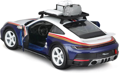 Bburago - 1/24 Scale Model Compatible with Porsche 911 992N # 953 Dakar Rally Racing Car Model 2023 (Blue) - Jaiman Toys