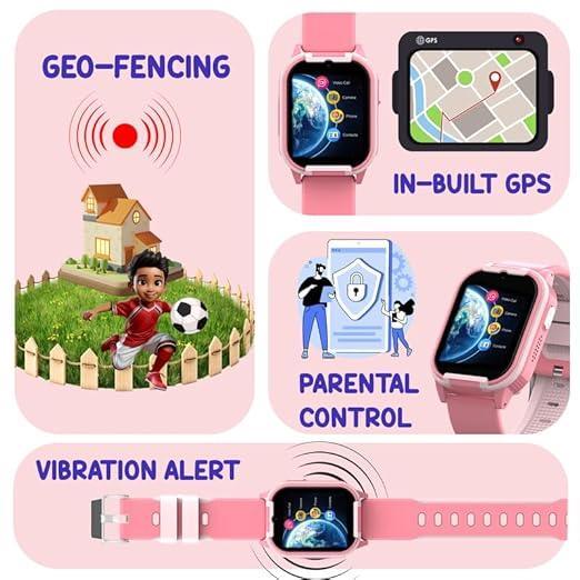 Spiky Gnome 4G Video Calling Smartwatch for Kids – Pink | GPS, SOS, HD Camera- 3 Color Options
