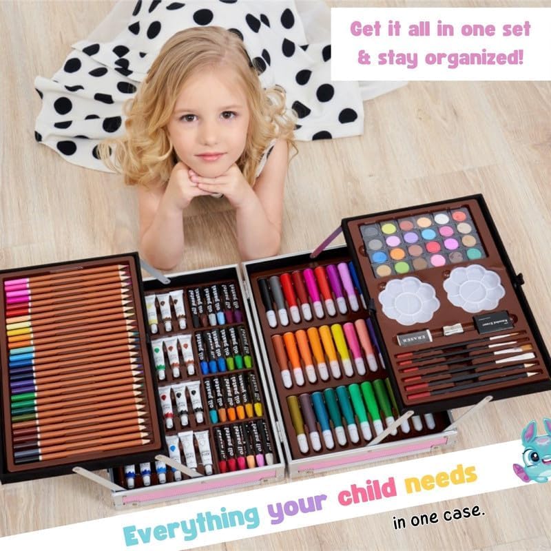 Avengers Kids Art Kit 145+ Pieces Aluminium Colouring Set with Crayons, Markers, Paints & Sketch Supplies