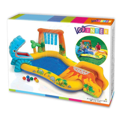 Intex 57444 Dinosaur Play Center Inflatable Kids Swimming Pool with Slide & Water Sprayer – Outdoor Garden Water Play Pool